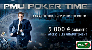 5K PMU Poker Time - 4 Freerolls  5.000 euros sur PMU Poker